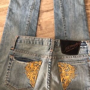 RARE Ed Hardy Light Blue embroidered Jeans